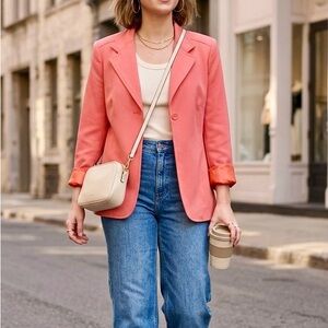 Vintage 90s Tracy Evans Coral Blazer size 12 salmon coral